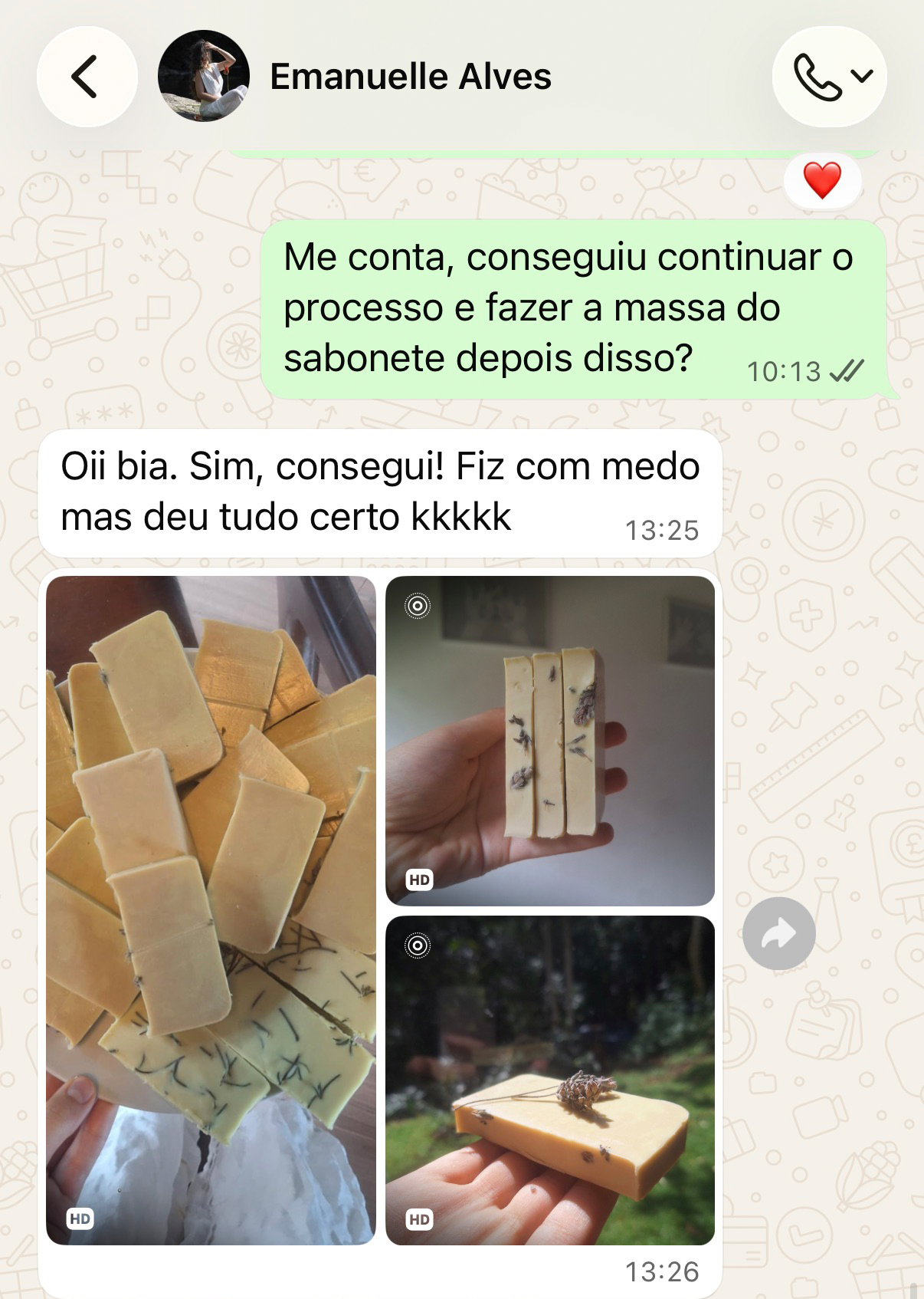 Depoimento de aluna do curso Seu Primeiro Sabonete Natural — imagem 2